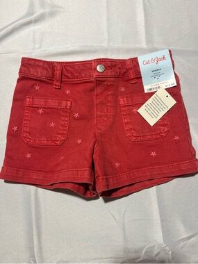 Cat & Jack Red Star-Print Girls' Jean Shorts